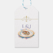 Elegant Watercolor Golden Rose Wedding Rings ギフトタグ (裏面)