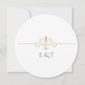 Elegant Watercolor Golden Rose Wedding Rings セーブザデート (裏面)