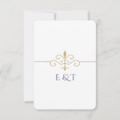 Elegant Watercolor Golden Rose Wedding Rings 出欠カード (裏面)