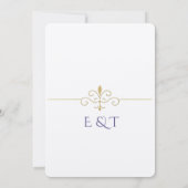 Elegant Watercolor Golden Rose Wedding Rings 招待状 (裏面)