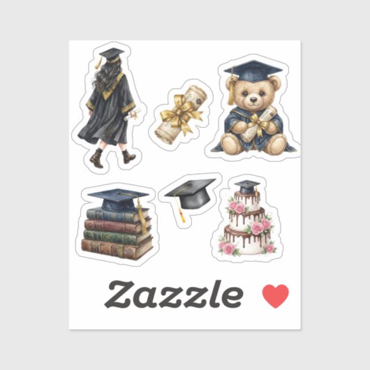 Elegant Watercolor Graduation stickers シール (シート)