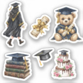 Elegant Watercolor Graduation stickers シール (正面)