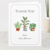 Elegant Watercolor Green Botanicals サンキューカード (正面)