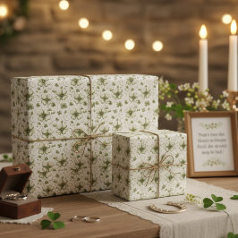 Elegant Watercolor Green Clover Shamrocks Pattern ラッピングペーパー