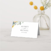 Elegant Watercolor Green Foliage Wedding プレイスカード (裏面)