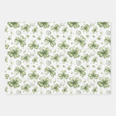 Elegant Watercolor Green Shamrocks Patterns ラッピングペーパーシート (正面2)