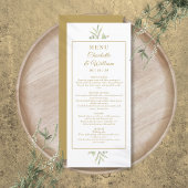 Elegant Watercolor Greenery Gold Dinner Menu メニュー