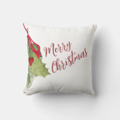 Elegant Watercolor Greenery Merry Christmas  クッション (正面)