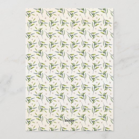 Elegant Watercolor Greenery Pomegranate Birthday 招待状 (裏面)