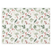 Elegant Watercolor Greenery & Red Berry Botanical テーブルクロス (正面(横))