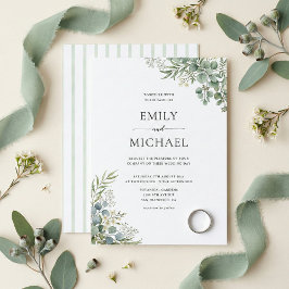 Elegant Watercolor Greenery Wedding 招待状