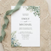 Elegant Watercolor Greenery Wedding 招待状