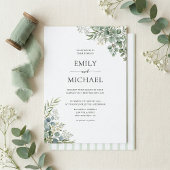 Elegant Watercolor Greenery Wedding 招待状
