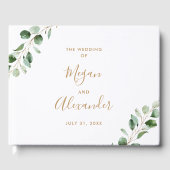 Elegant Watercolor Greenery Wedding Guest Book ゲストブック (正面)