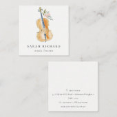Elegant Watercolor Guitar Musician Music Teacher スクエア名刺 (正面/裏面)