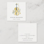 Elegant Watercolor Guitar Musician Music Teacher スクエア名刺 (正面/裏面)