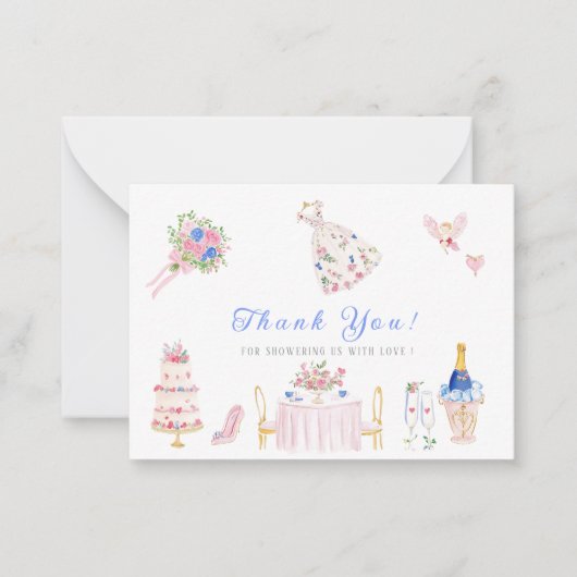 Elegant Watercolor hand drawn whimsical Bridal sho ノートカード (正面)