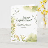 Elegant Watercolor Happy Retirement Minimalist カード (黄色い花)