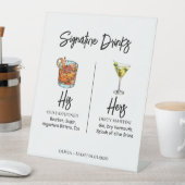Elegant Watercolor His and Hers Signature Drinks  台座サイン (インサイチュ)
