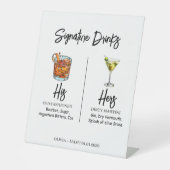 Elegant Watercolor His and Hers Signature Drinks  台座サイン (正面)