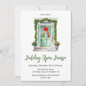 Elegant Watercolor Holiday Open House Christmas 招待状 (正面)