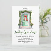 Elegant Watercolor Holiday Open House Christmas 招待状 (スタンド正面)