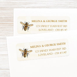 Elegant Watercolor Honeybee Return Address ラベル