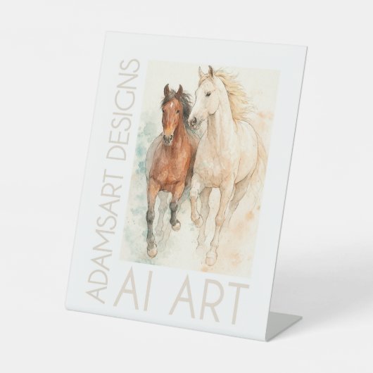 Elegant Watercolor Horses Duo – Graceful Equine 台座サイン (正面)
