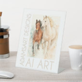 Elegant Watercolor Horses Duo – Graceful Equine 台座サイン (インサイチュ)