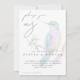 Elegant Watercolor Hummingbird Wedding Invitation 招待状