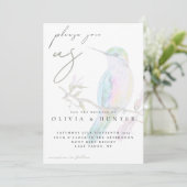 Elegant Watercolor Hummingbird Wedding Invitation 招待状 (スタンド正面)