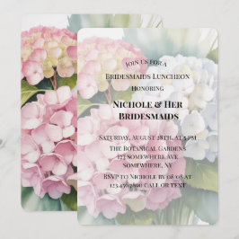 Elegant Watercolor Hydrangea Bridesmaids Luncheon  招待状