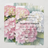 Elegant Watercolor Hydrangea Engagement Party  招待状 (正面/裏面)