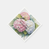 Elegant Watercolor Hydrangea Wedding スタンダードカクテルナプキン (角)