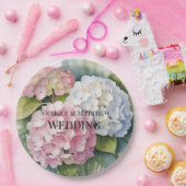 Elegant Watercolor Hydrangea Wedding ペーパープレート (パーティー)