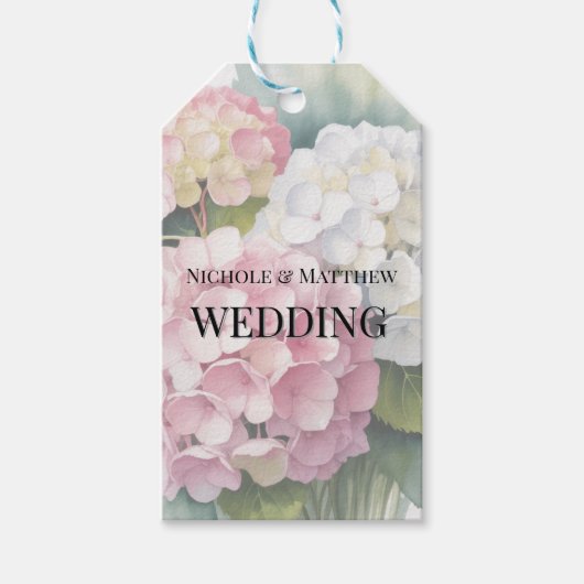Elegant Watercolor Hydrangea Wedding Thank You ギフトタグ (正面)