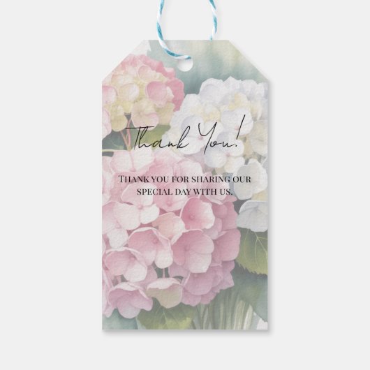 Elegant Watercolor Hydrangea Wedding Thank You ギフトタグ (裏面)