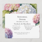 Elegant Watercolor Hydrangeas Rehearsal Dinner 招待状 (正面/裏面)