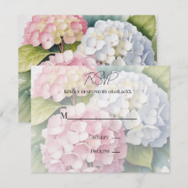 Elegant Watercolor Hydrangeas Wedding 出欠カード