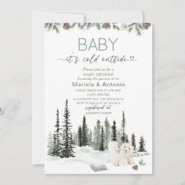 Elegant  Watercolor it`s cold outside Baby Shower 招待状