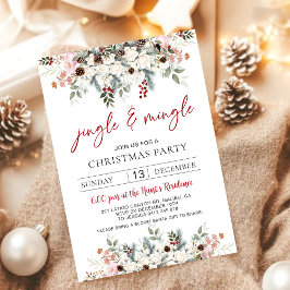 Elegant Watercolor Jingle & Mingle Christmas Party シーズンカード