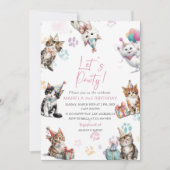 Elegant  Watercolor Kitten Cat 2nd Birthday  invit 招待状 (正面)