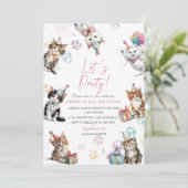Elegant  Watercolor Kitten Cat 2nd Birthday  invit 招待状 (スタンド正面)