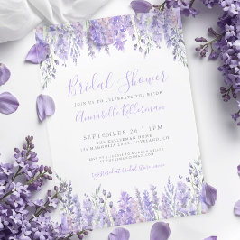 Elegant Watercolor Lavender Floral Bridal Shower アクリル招待状