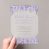 Elegant Watercolor Lavender Floral Bridal Shower アクリル招待状 (インサイチュ (ポータブル))