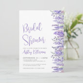 Elegant Watercolor Lavender Floral Bridal Shower 招待状 (スタンド正面)