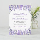 Elegant Watercolor Lavender Floral Bridal Shower 招待状 (スタンド正面)