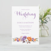 Elegant Watercolor Lavender Floral Script Wedding 招待状 (スタンド正面)