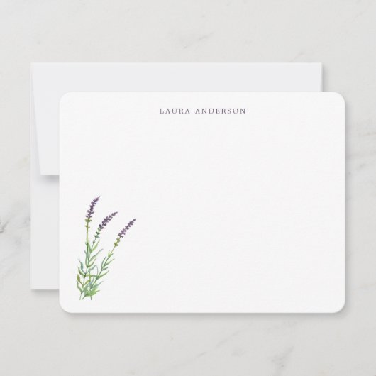 Elegant Watercolor Lavender personalized  サンキューカード (正面)