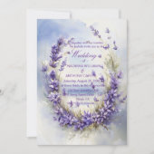 Elegant Watercolor Lavender Wedding Rustic 招待状 (正面)